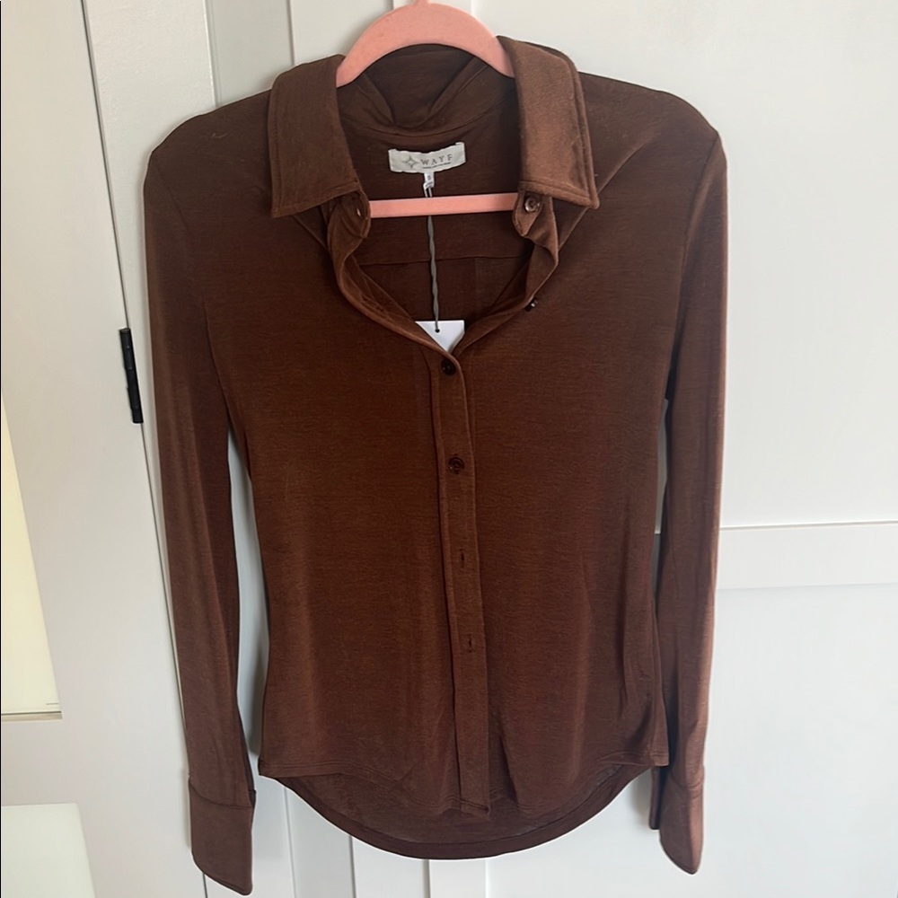 Brown Long Sleeve Button-Up Shirt